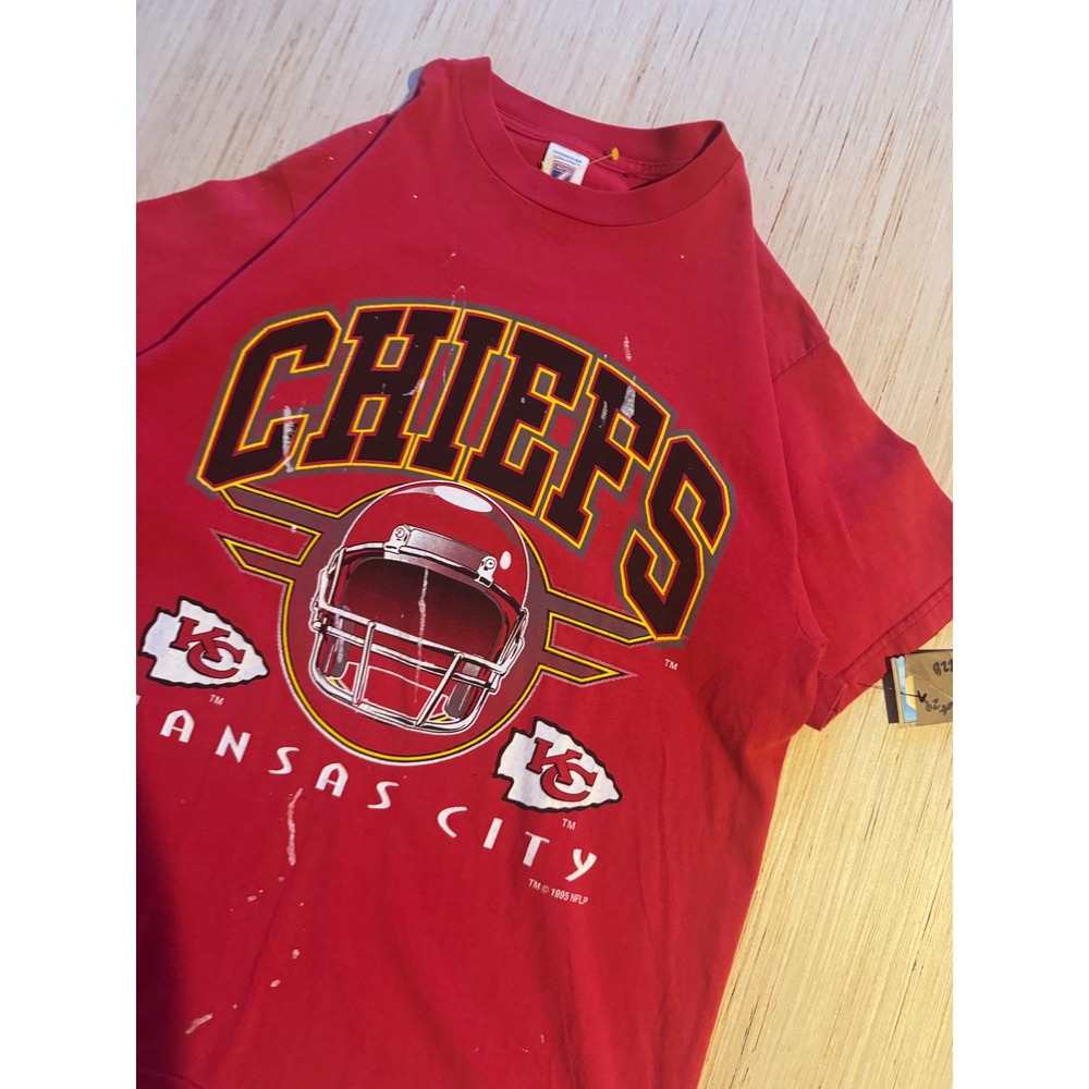 Vintage‎ 1995 Kansas City Chiefs Logo 7 T-Shirt Mens Large Red Distressed NFL 29